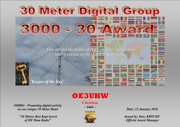OE3UKW 30MDG 3000 30 Certificate