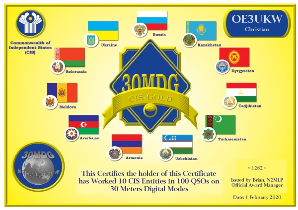 OE3UKW 30MDG CIS Gold Certificate page 001