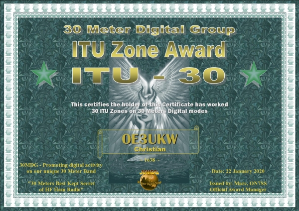 OE3UKW 30MDG ITUZ 30 Certificate