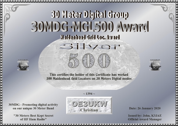 OE3UKW 30MDG MGL 500 Certificate page 001